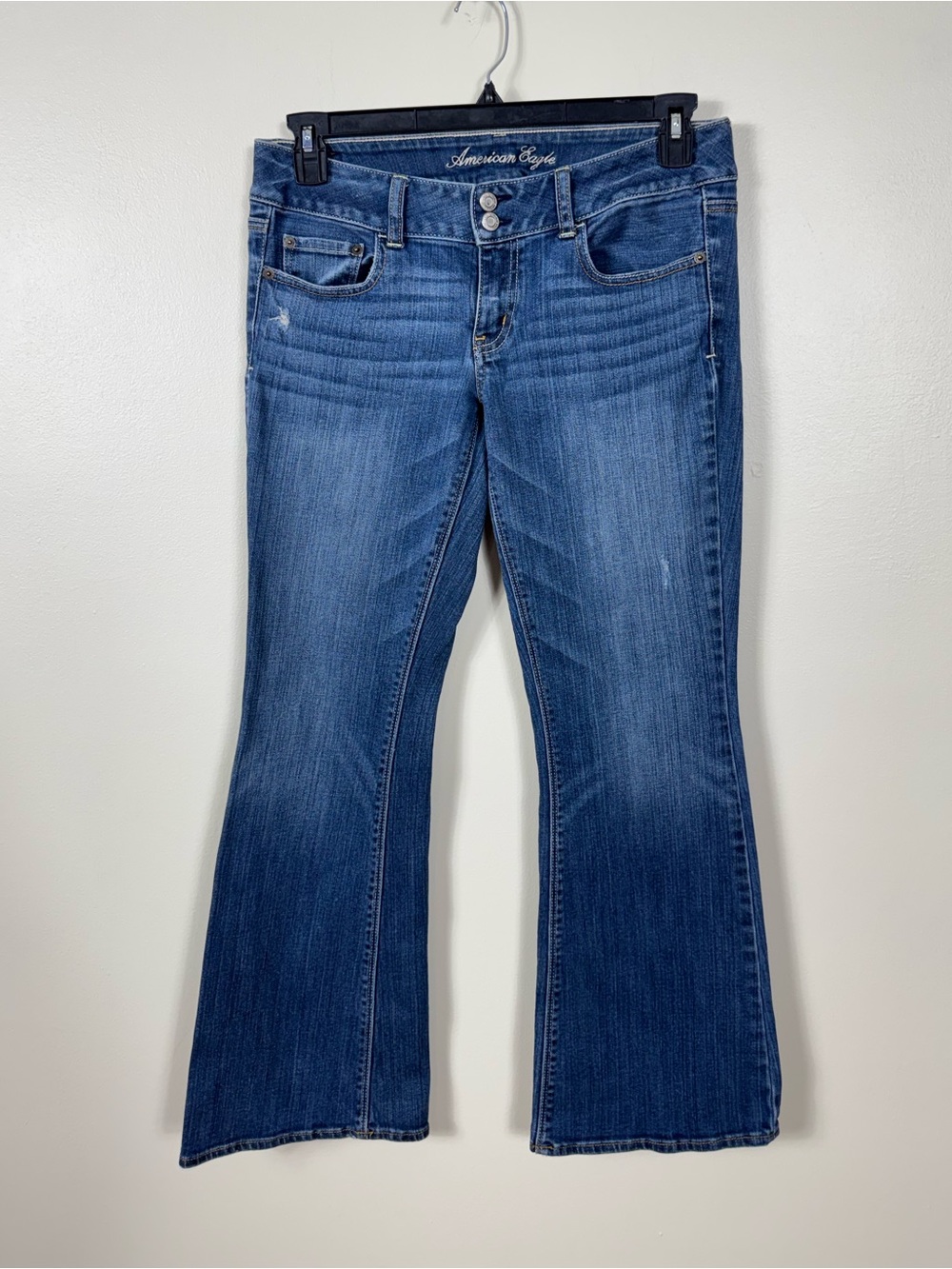 Vintage Y2K American Eagle Womens Artist Flare Jeans Size 8 Short Festival Dark